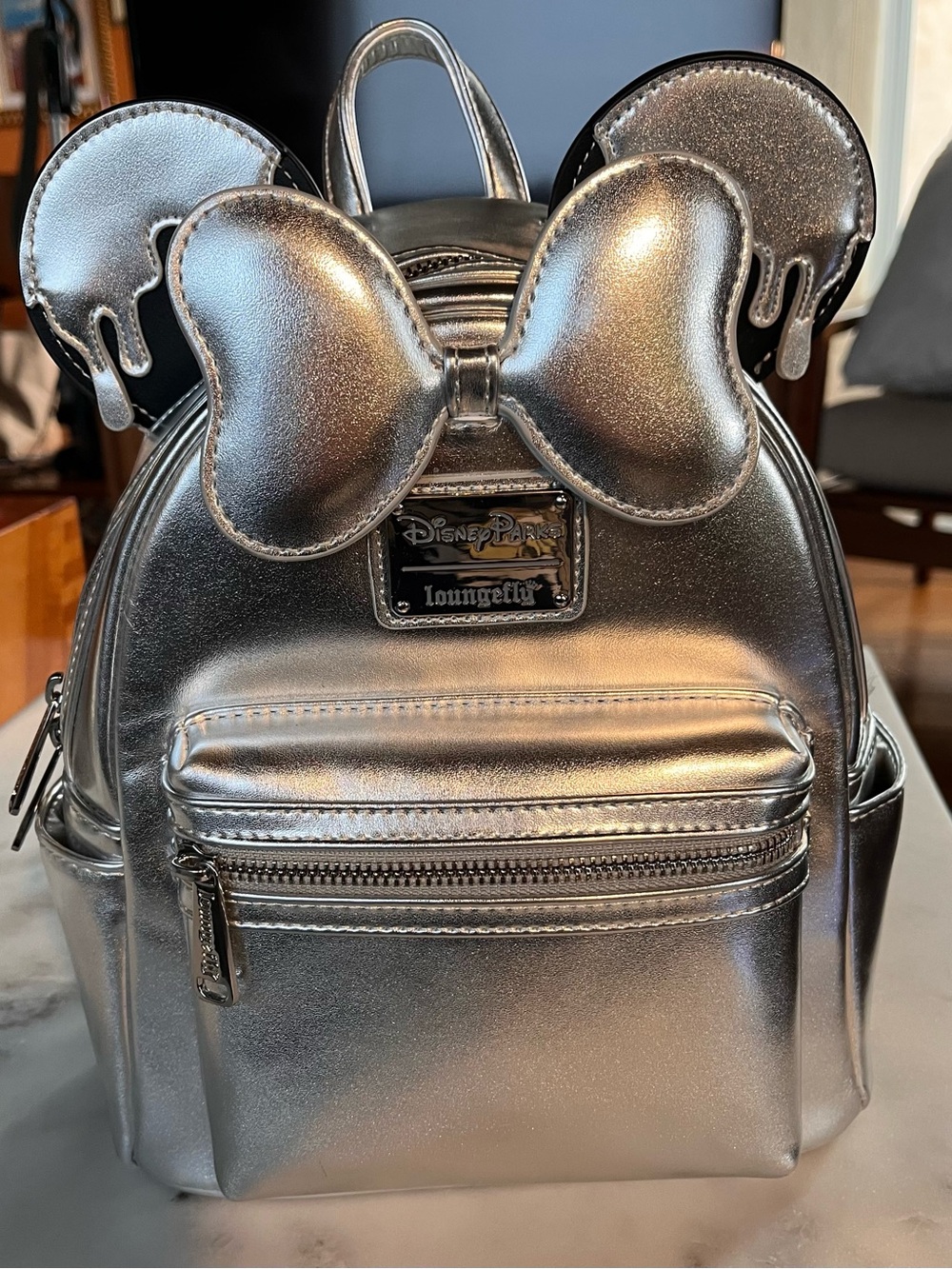 Loungefly Disney 100 Years of Wonder Platinum Metallic Mickey Drip Mini Backpack
